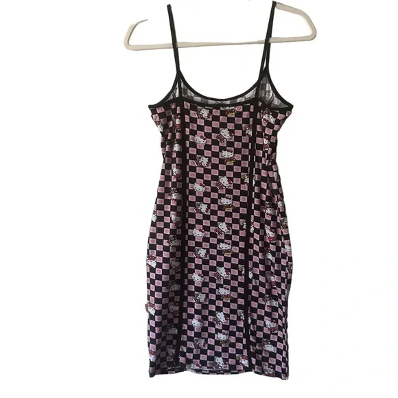 Hello Kitty x NGOrder Checkerboard Bodycon Dress Black Pink Size US 6 - Picture 3 of 9
